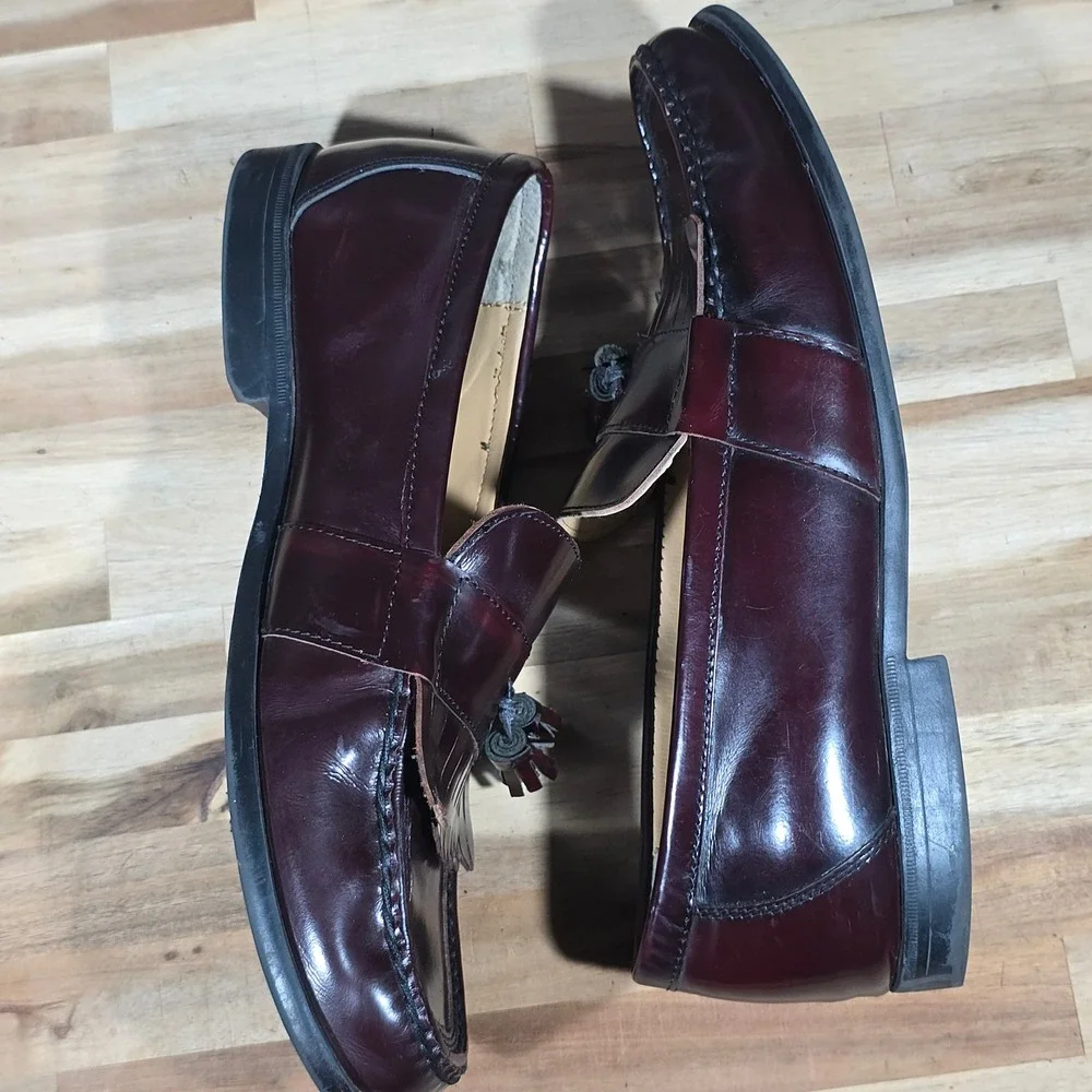 Nunn Bush Men's KORE Tassel‎ Kiltie Loafers 12M Burgundy Leather Dress Shoes